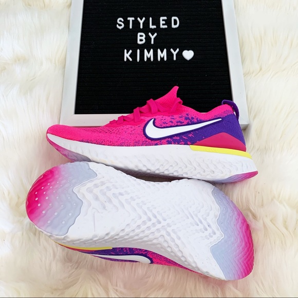 🌸 NIKE Epic React Flyknits Running Shoes Sneakers - Picture 3 of 5
